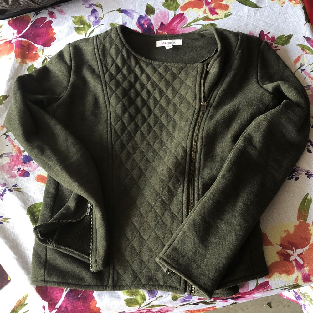 Athleta green sweater jacket